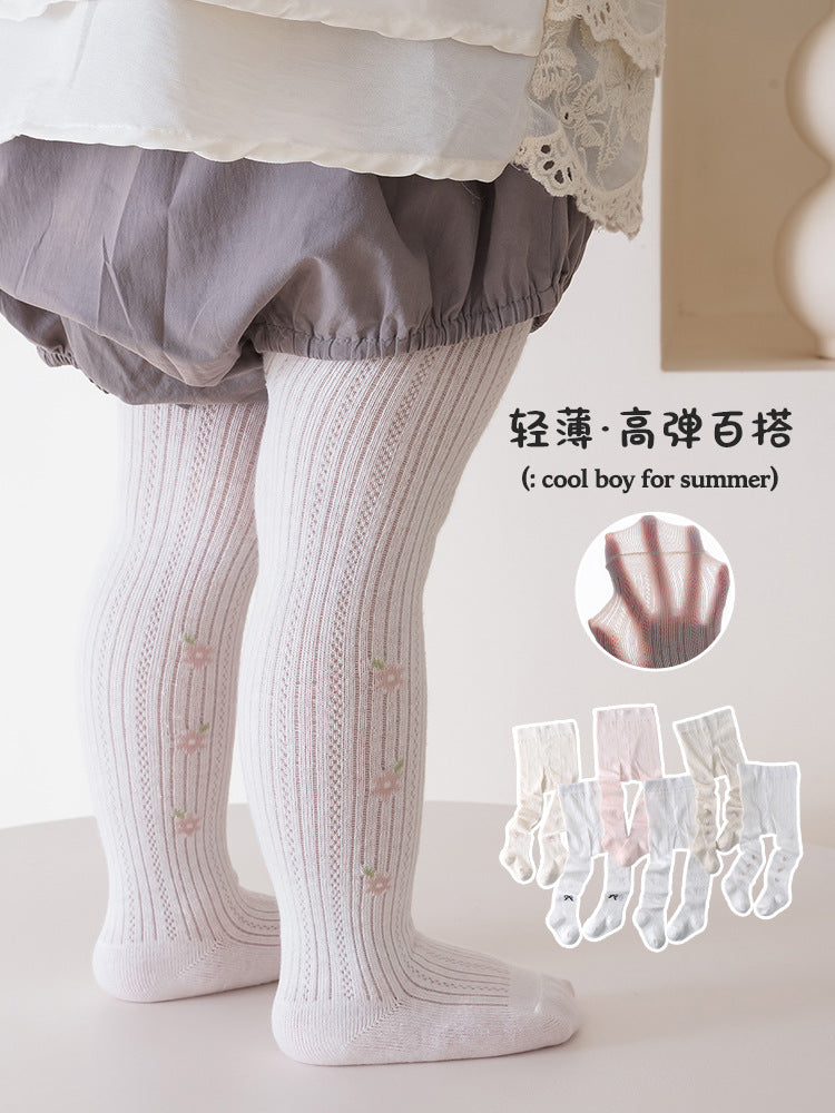 春夏季新品女童打底裤宝宝网眼超薄连裤袜婴儿蝴蝶结公主裤袜防蚊