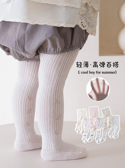 春夏季新品女童打底裤宝宝网眼超薄连裤袜婴儿蝴蝶结公主裤袜防蚊