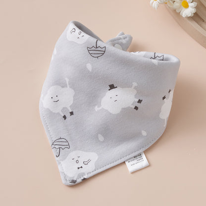 Baby Cotton Napkin, Baby Triangle Towel, Newborn Child Anti-Vomiting Milk Cover, Ultra-Soft Apron, Headband, Autumn-Winter