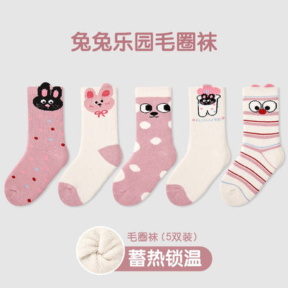 1949加厚儿童袜子25秋冬季新款卡通小熊果园毛圈袜棉袜保暖男童袜