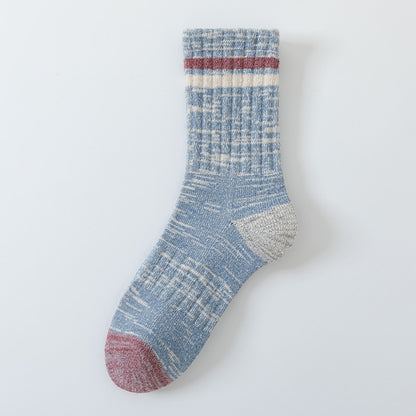 Winter and autumn heat-retaining wool warm double-bar mid-length women's socks, thick and lightweight sports towel bottom socks, children's and teenagers' versions