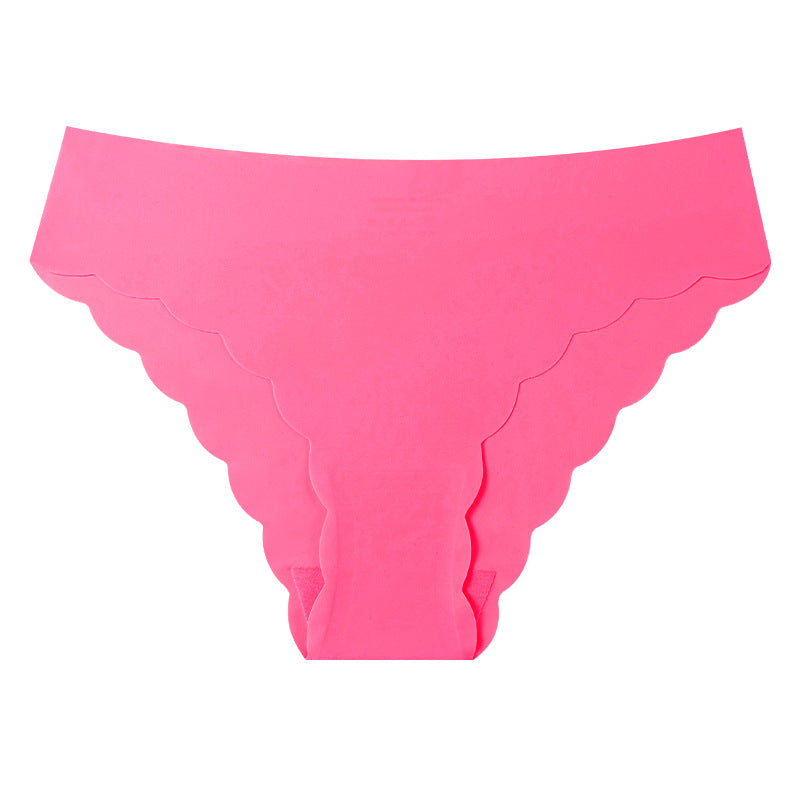 Plus-size panties, silk-like invisible women's seamless low-rise panties with wave edges and pure erotic nylon triangle bottoms