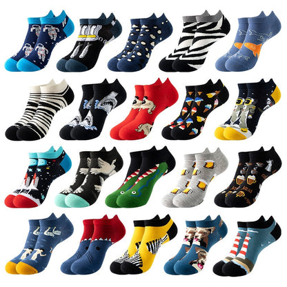Boat sock man, summer and spring short socks for women, light-crowned short style stockings, oil painting avocado trend stockings, wholesale for sale