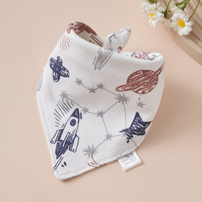 Baby Cotton Napkin, Baby Triangle Towel, Newborn Child Anti-Vomiting Milk Cover, Ultra-Soft Apron, Headband, Autumn-Winter