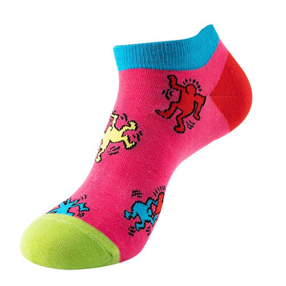 Boat sock man, summer and spring short socks for women, light-crowned short style stockings, oil painting avocado trend stockings, wholesale for sale