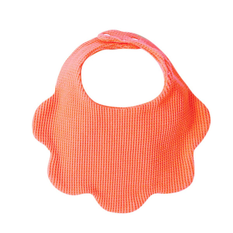 Pure cotton waffle-style water towel baby flower-shaped bib for summer 360-degree rotation newborn cover-up cute solid color