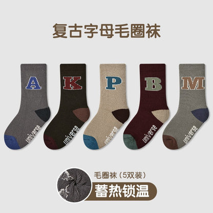 1949加厚儿童袜子25秋冬季新款卡通小熊果园毛圈袜棉袜保暖男童袜