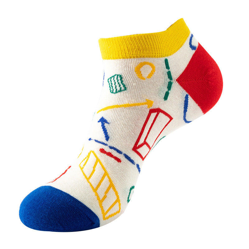 Boat sock man, summer and spring short socks for women, light-crowned short style stockings, oil painting avocado trend stockings, wholesale for sale