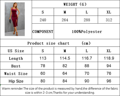 Women's square-neck slit halter-neck sequined red velvet dress for parties and music festivals