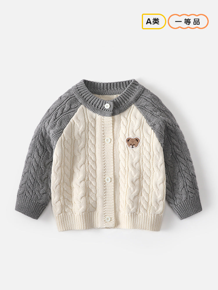 Boy's sweater - Korean style - small bear sleeveless pullover for spring, autumn and winter - children's round-neck knitted coat - warm - category A sweater