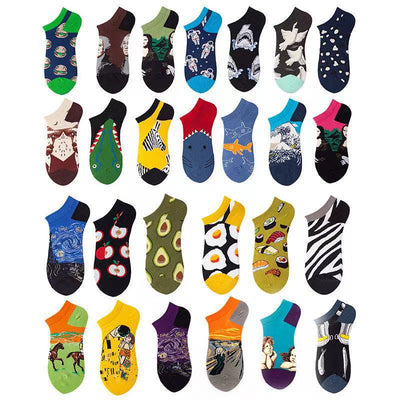 Boat sock man, summer and spring short socks for women, light-crowned short style stockings, oil painting avocado trend stockings, wholesale for sale