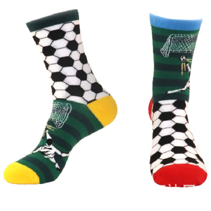 Football Style 100% Cotton High-Collar Football Fanatic Socks - Men's and Women's Checkered Football Pattern Athletic Socks with Trendy Design