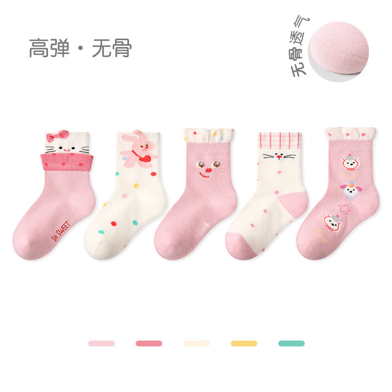 儿童袜子批发2025秋冬新款卡通动物短袜棉无骨拼色运动风男童袜子