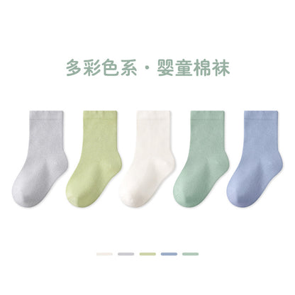 宝宝袜子A类春季新款纯色卡通婴童中筒棉袜可爱婴儿袜子儿童袜子