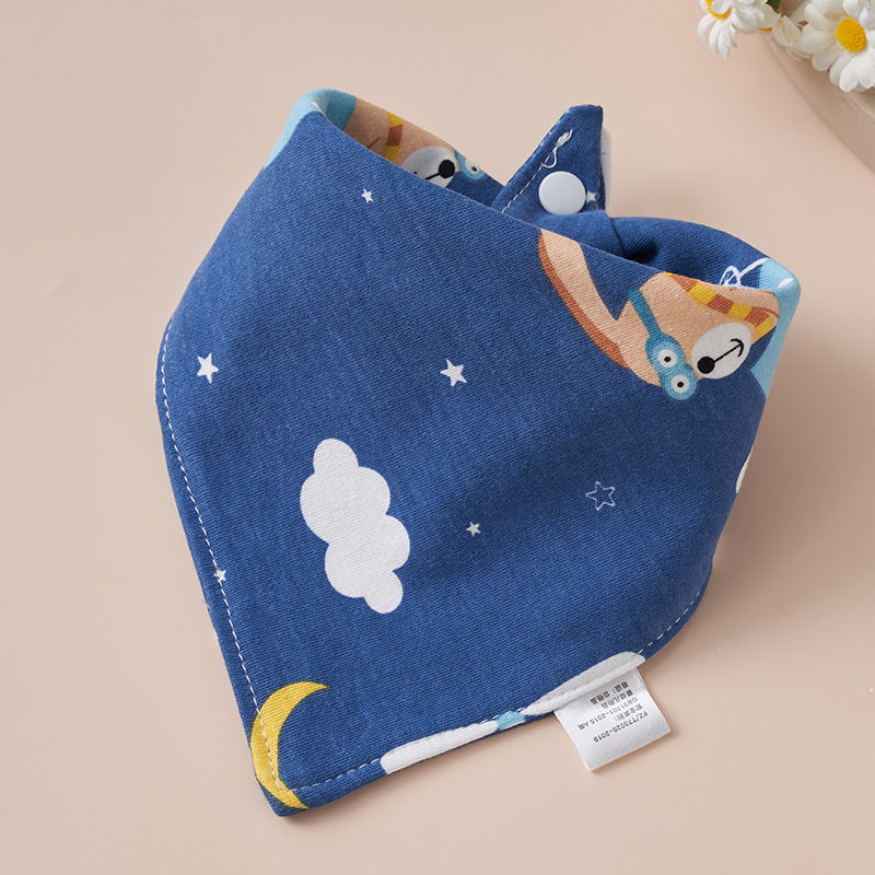 Baby Cotton Napkin, Baby Triangle Towel, Newborn Child Anti-Vomiting Milk Cover, Ultra-Soft Apron, Headband, Autumn-Winter