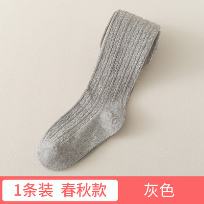 2026春夏新款 女童打底裤袜 韩版纯色麻花纹儿童袜子婴幼儿连裤袜