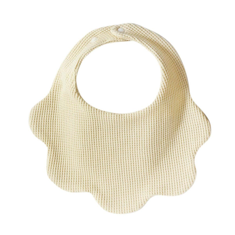Pure cotton waffle-style water towel baby flower-shaped bib for summer 360-degree rotation newborn cover-up cute solid color