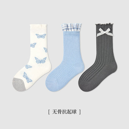 儿童袜子批发2025秋冬新款波点蝴蝶结女童中筒袜棉百搭无骨童袜