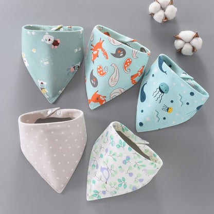 Baby washcloth, baby triangular scarf, pure cotton double-layer snap fastening waterproof newborn bib, child scarf, spring and autumn set