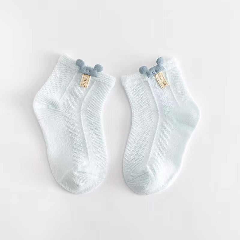 婴儿袜子夏季薄款透气网眼宝宝袜子短筒新生儿童袜卡通0-1岁1-3岁