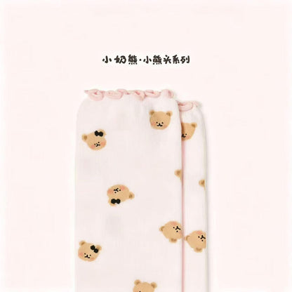 小奶熊·小熊头系列满印奶油三色熊头袜子套装中筒袜少女Lolita袜