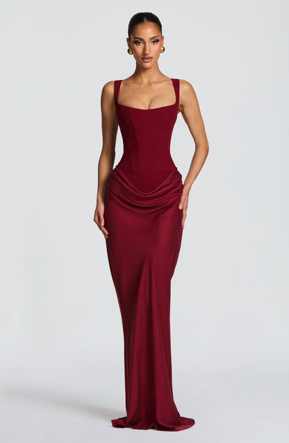 New women's clothing for spring 2026 - fitted fishbone braided halter dress with solid color and cinched waist design