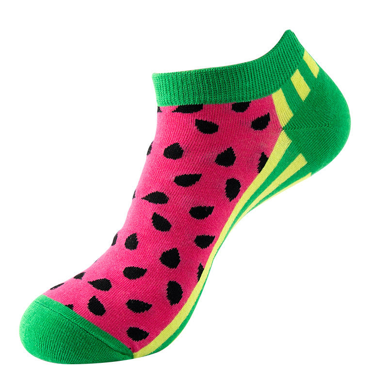 Boat sock man, summer and spring short socks for women, light-crowned short style stockings, oil painting avocado trend stockings, wholesale for sale