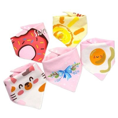 Baby washcloth, baby triangular scarf, pure cotton double-layer snap fastening waterproof newborn bib, child scarf, spring and autumn set
