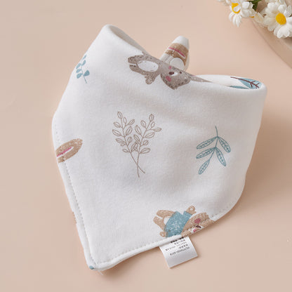 Baby Cotton Napkin, Baby Triangle Towel, Newborn Child Anti-Vomiting Milk Cover, Ultra-Soft Apron, Headband, Autumn-Winter