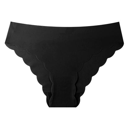 Plus-size panties, silk-like invisible women's seamless low-rise panties with wave edges and pure erotic nylon triangle bottoms