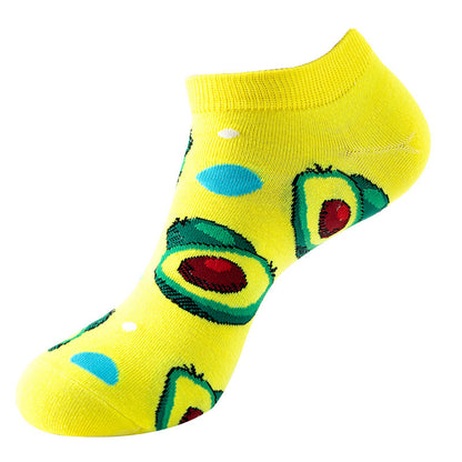 Boat sock man, summer and spring short socks for women, light-crowned short style stockings, oil painting avocado trend stockings, wholesale for sale