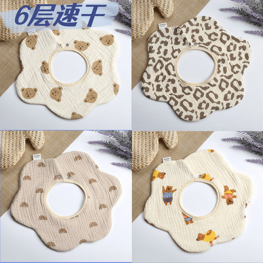 Summer quick-drying 360-degree bib for children, baby cotton pure fabric type A bib, baby apron