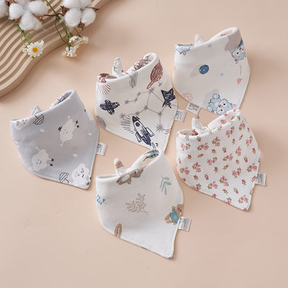 Baby Cotton Napkin, Baby Triangle Towel, Newborn Child Anti-Vomiting Milk Cover, Ultra-Soft Apron, Headband, Autumn-Winter