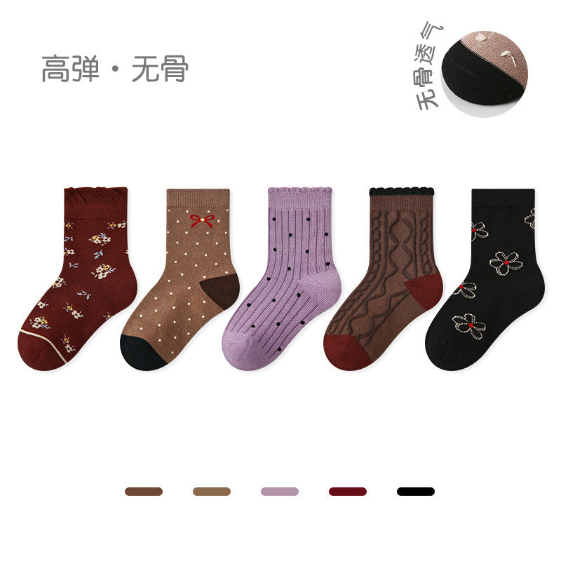 儿童袜子批发2025秋冬新款卡通动物短袜棉无骨拼色运动风男童袜子