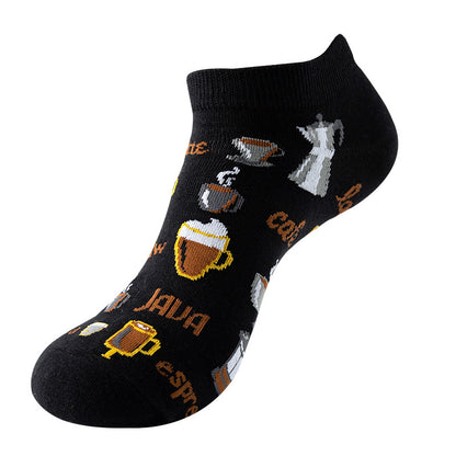 Boat sock man, summer and spring short socks for women, light-crowned short style stockings, oil painting avocado trend stockings, wholesale for sale