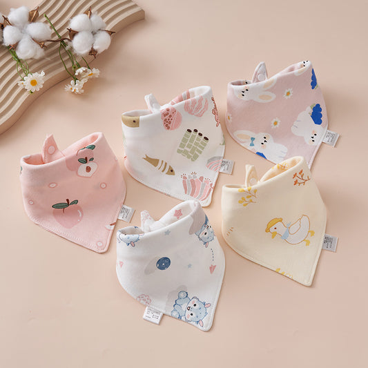 Baby Cotton Napkin, Baby Triangle Towel, Newborn Child Anti-Vomiting Milk Cover, Ultra-Soft Apron, Headband, Autumn-Winter