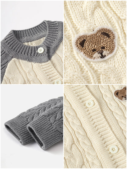 Boy's sweater - Korean style - small bear sleeveless pullover for spring, autumn and winter - children's round-neck knitted coat - warm - category A sweater