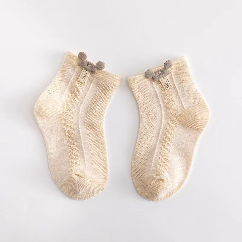 婴儿袜子夏季薄款透气网眼宝宝袜子短筒新生儿童袜卡通0-1岁1-3岁
