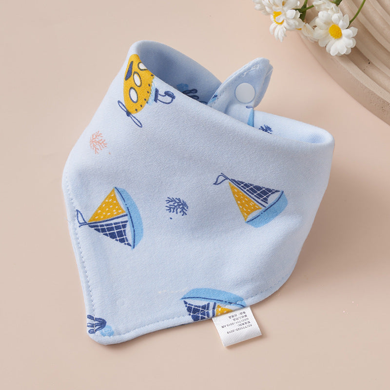 Baby Cotton Napkin, Baby Triangle Towel, Newborn Child Anti-Vomiting Milk Cover, Ultra-Soft Apron, Headband, Autumn-Winter