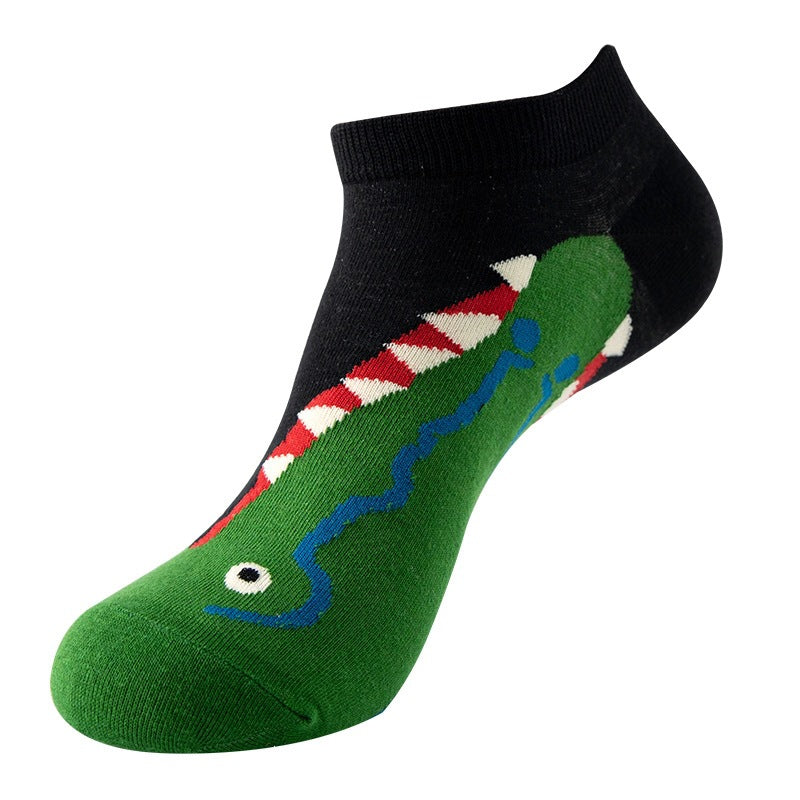 Boat sock man, summer and spring short socks for women, light-crowned short style stockings, oil painting avocado trend stockings, wholesale for sale