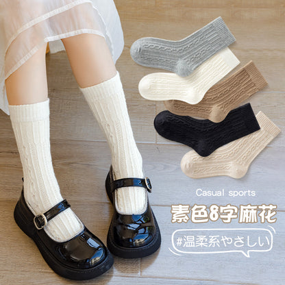 女童袜子春秋森系美拉德中筒袜日系花边蝴蝶结公主袜儿童袜子