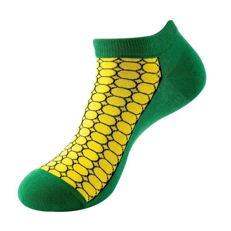 Boat sock man, summer and spring short socks for women, light-crowned short style stockings, oil painting avocado trend stockings, wholesale for sale