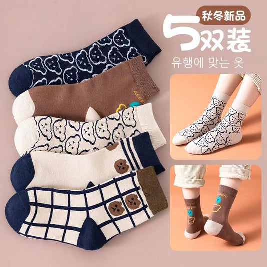 儿童袜子秋冬新款中筒长恐龙春秋男孩女孩宝宝中大童袜子卡通批发