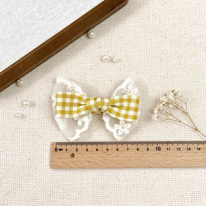 蕾丝格子蝴蝶结DIY发夹配件甜美布艺花边蝴蝶结箱包鞋花娃衣辅料