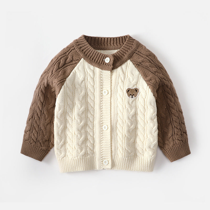 Boy's sweater - Korean style - small bear sleeveless pullover for spring, autumn and winter - children's round-neck knitted coat - warm - category A sweater