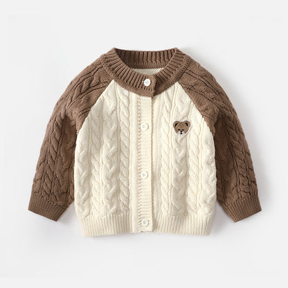 Boy's sweater - Korean style - small bear sleeveless pullover for spring, autumn and winter - children's round-neck knitted coat - warm - category A sweater