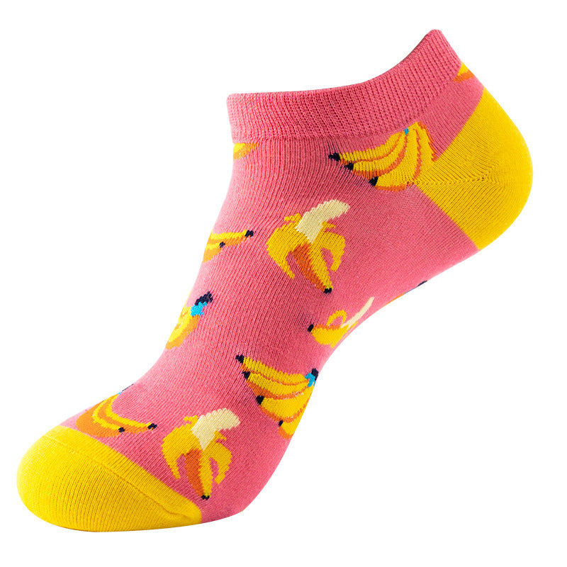 Boat sock man, summer and spring short socks for women, light-crowned short style stockings, oil painting avocado trend stockings, wholesale for sale