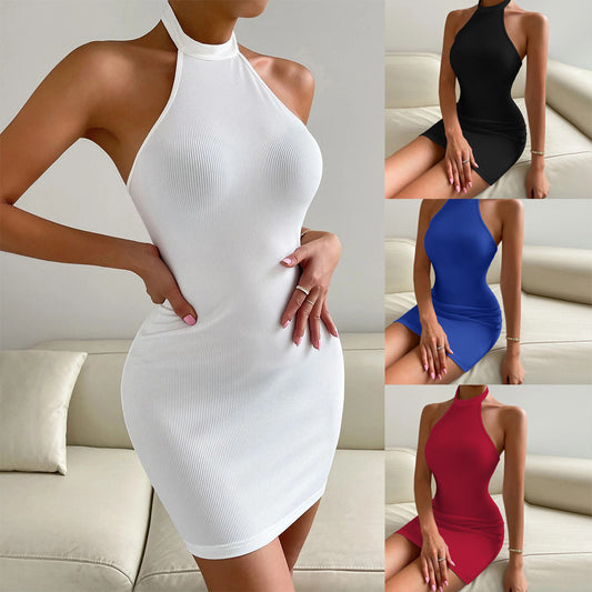 Women's Spring/Summer New Style Party Dress - Sexy Backless V-Neck Sleeveless A-line Skirt