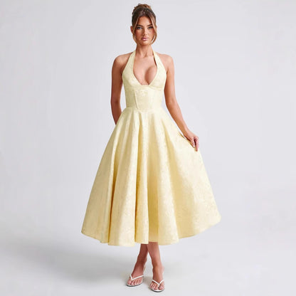 French-style vacation jacquard wrap-around vacation-style fashionable dress from Y2K era