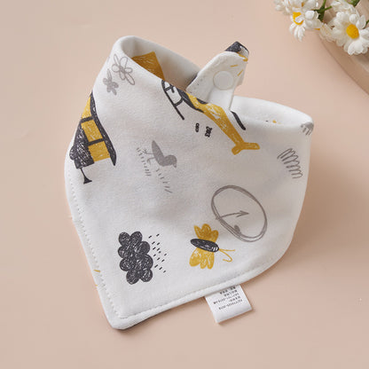 Baby Cotton Napkin, Baby Triangle Towel, Newborn Child Anti-Vomiting Milk Cover, Ultra-Soft Apron, Headband, Autumn-Winter